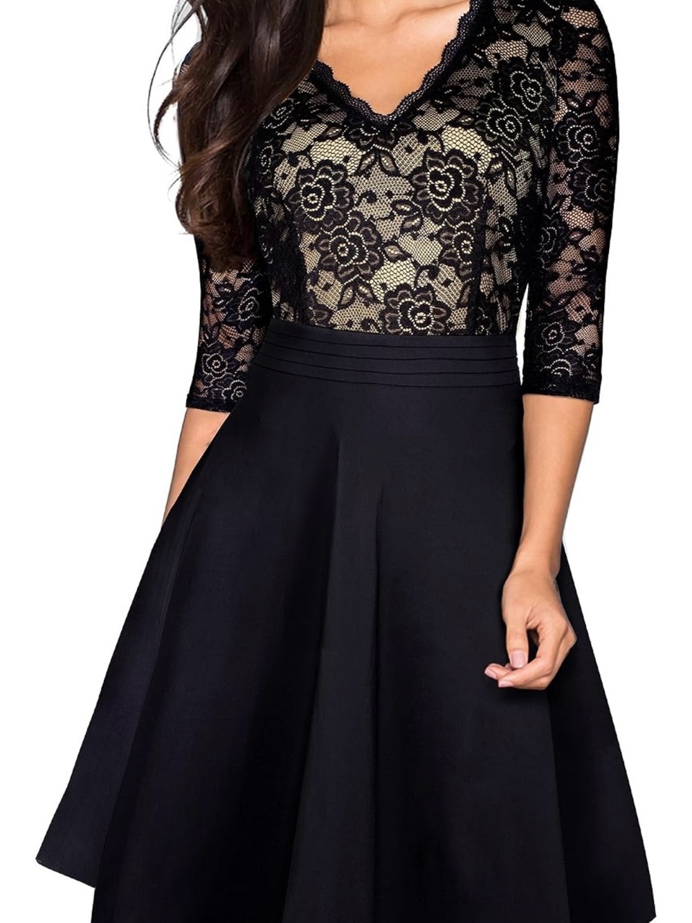 Elegant Black Lace Fit & Flare Dress